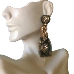 NWT Love My Wine Cooler Beaded Earrings Handmade in India